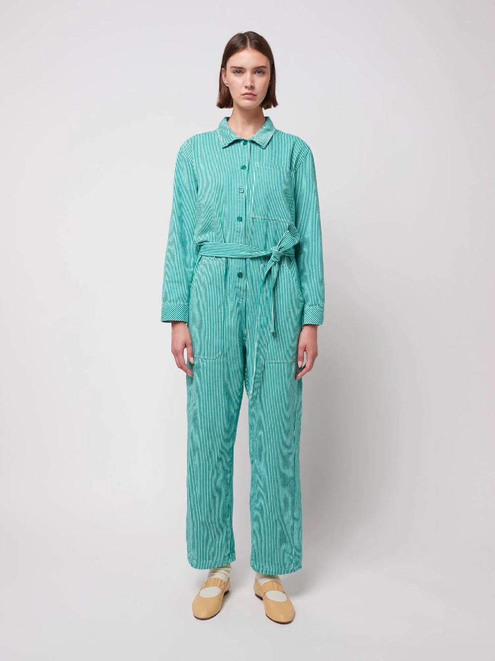 Bobo choses Striped twill jumpsuit Oferta especial