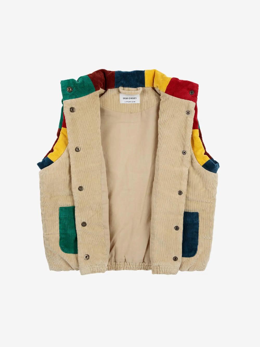 Bobo choses Color block pockets corduroy quilted vest Superdescuento