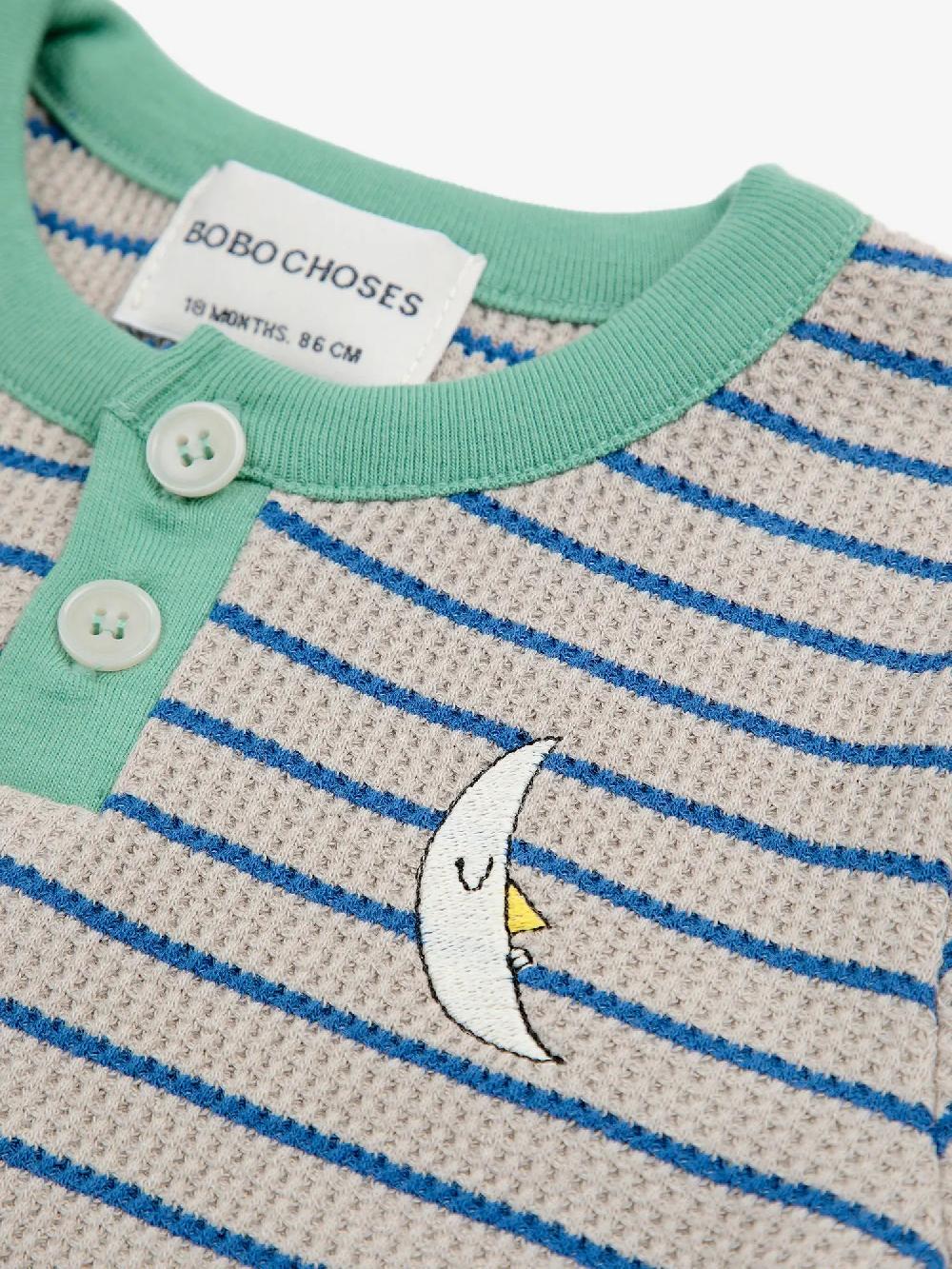 Bobo choses Stripes waffle buttoned T- shirt Descuentos del mes