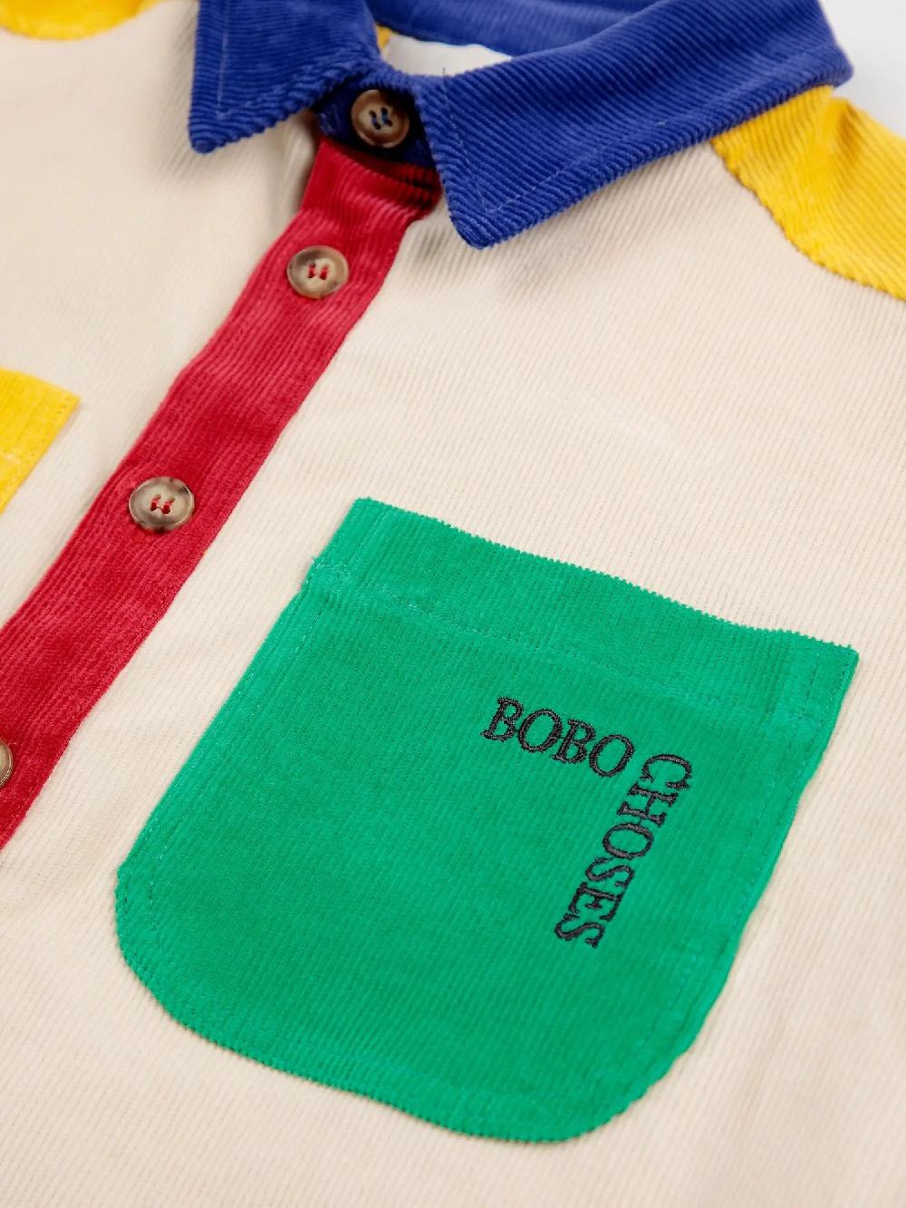 Bobo choses Bobo Square embroidery Color block corduroy shirt Tienda