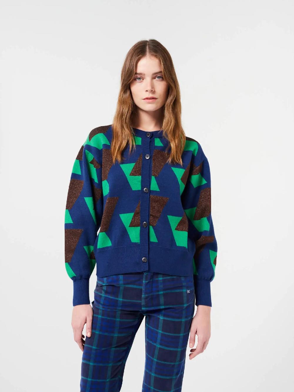 Bobo choses Multicolour checked jacquard knitted cardigan