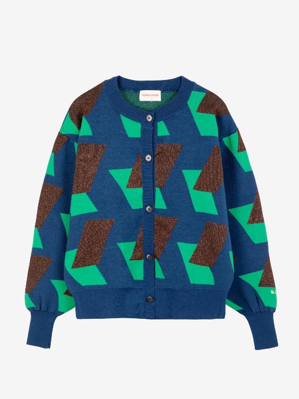 Bobo choses Multicolour checked jacquard knitted cardigan Última moda