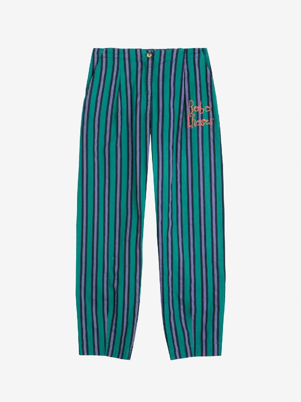 Bobo choses Multi striped pleated straight leg trouser Precio ultrabajo