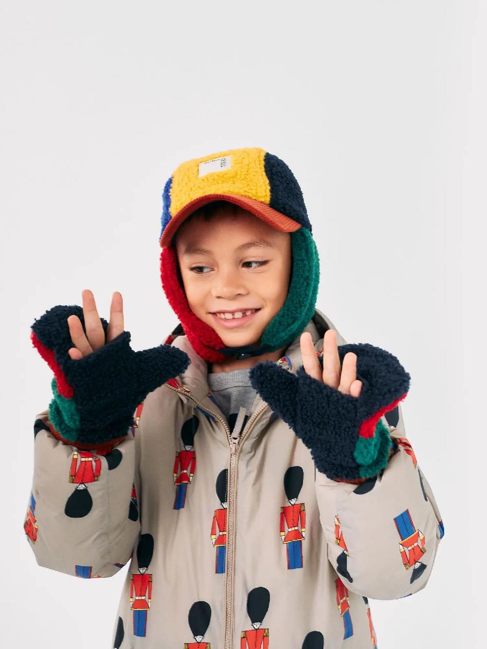 Bobo choses Color block sheepskin mittens Oferta exclusiva