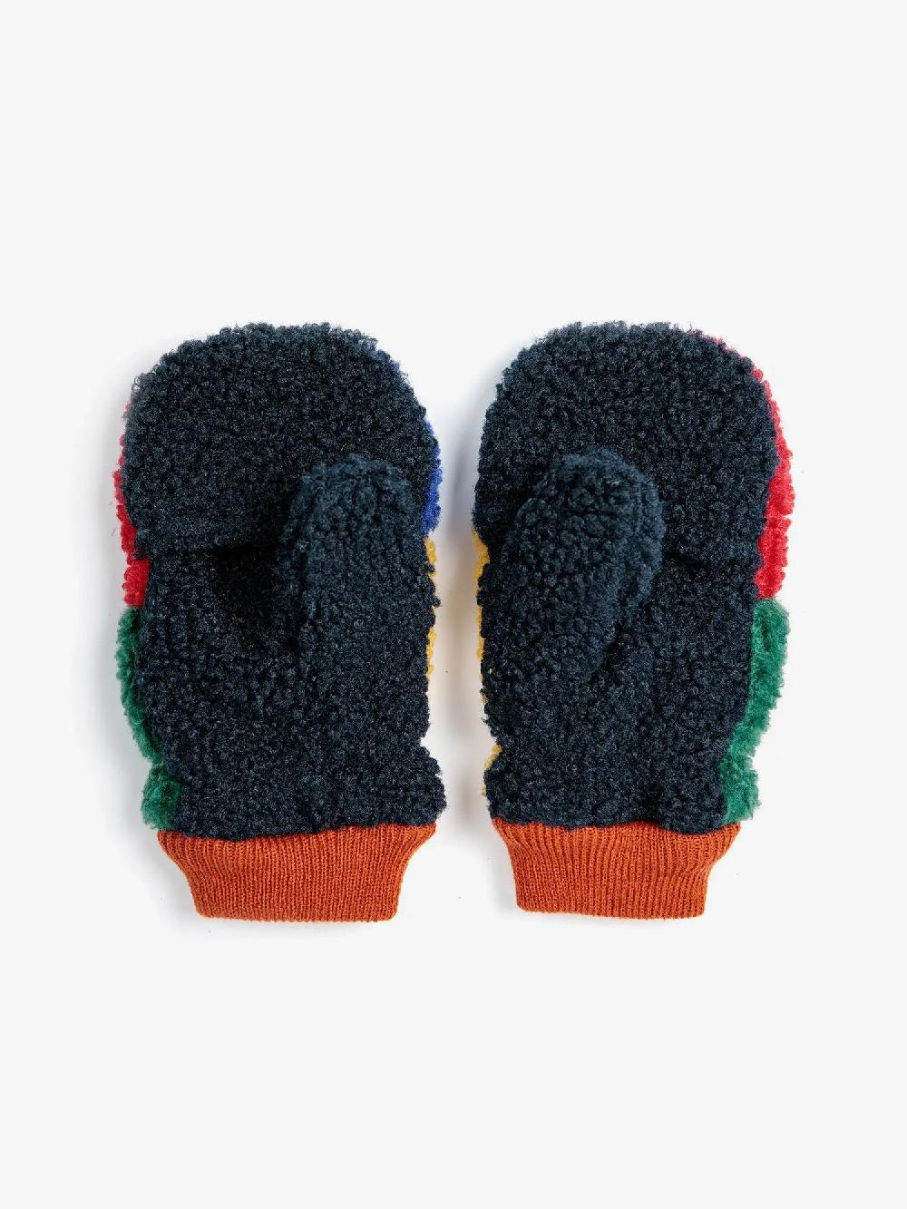 Bobo choses Color block sheepskin mittens Oferta exclusiva