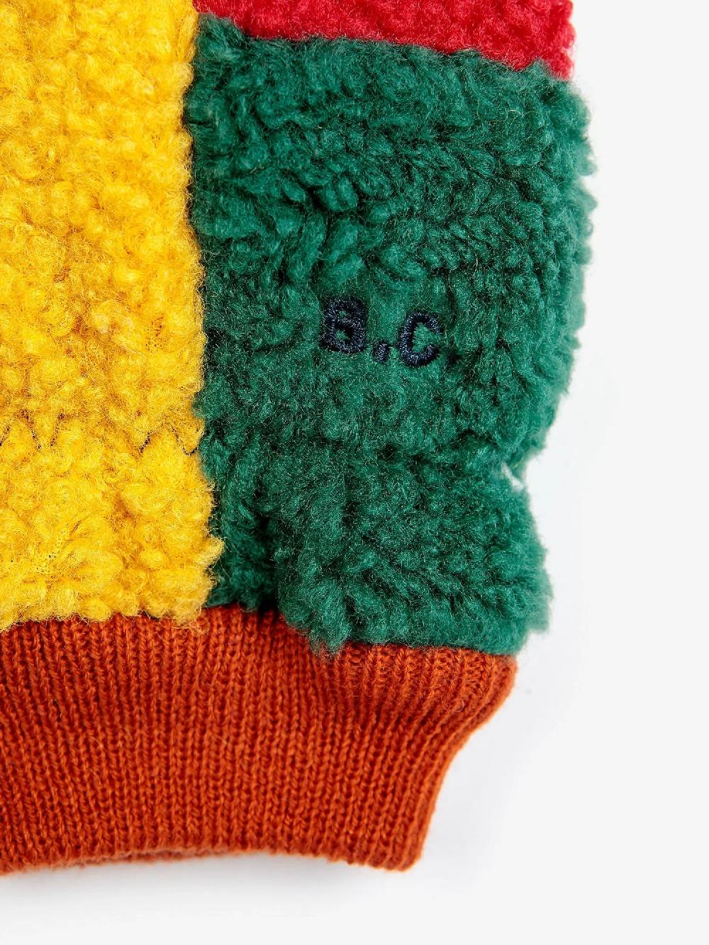 Bobo choses Color block sheepskin mittens Oferta exclusiva