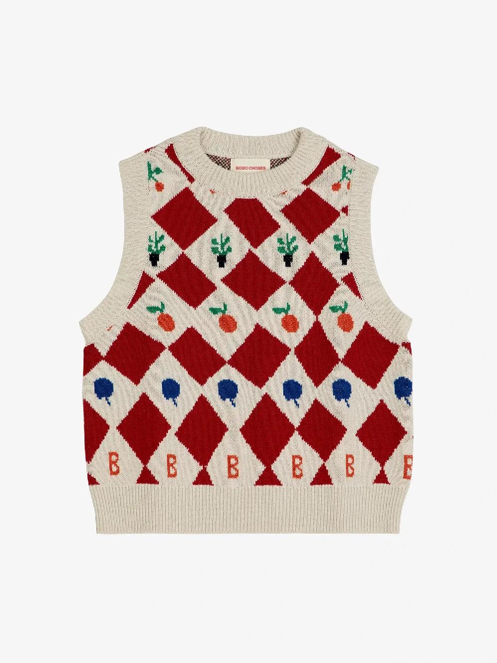 Bobo choses Harlequin printed knitted vest Última moda