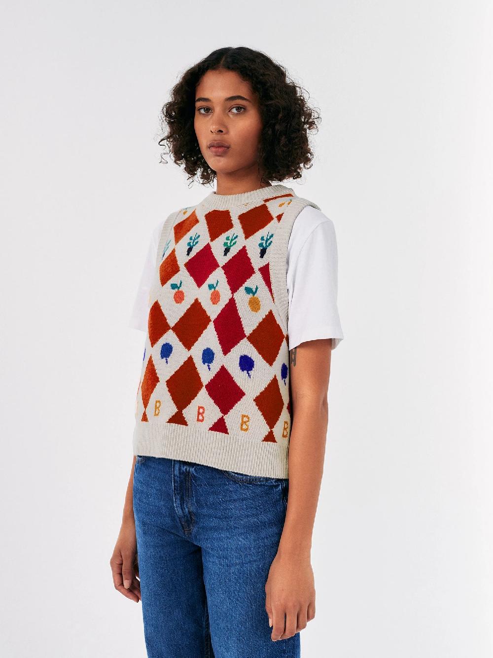 Bobo choses Harlequin printed knitted vest Última moda