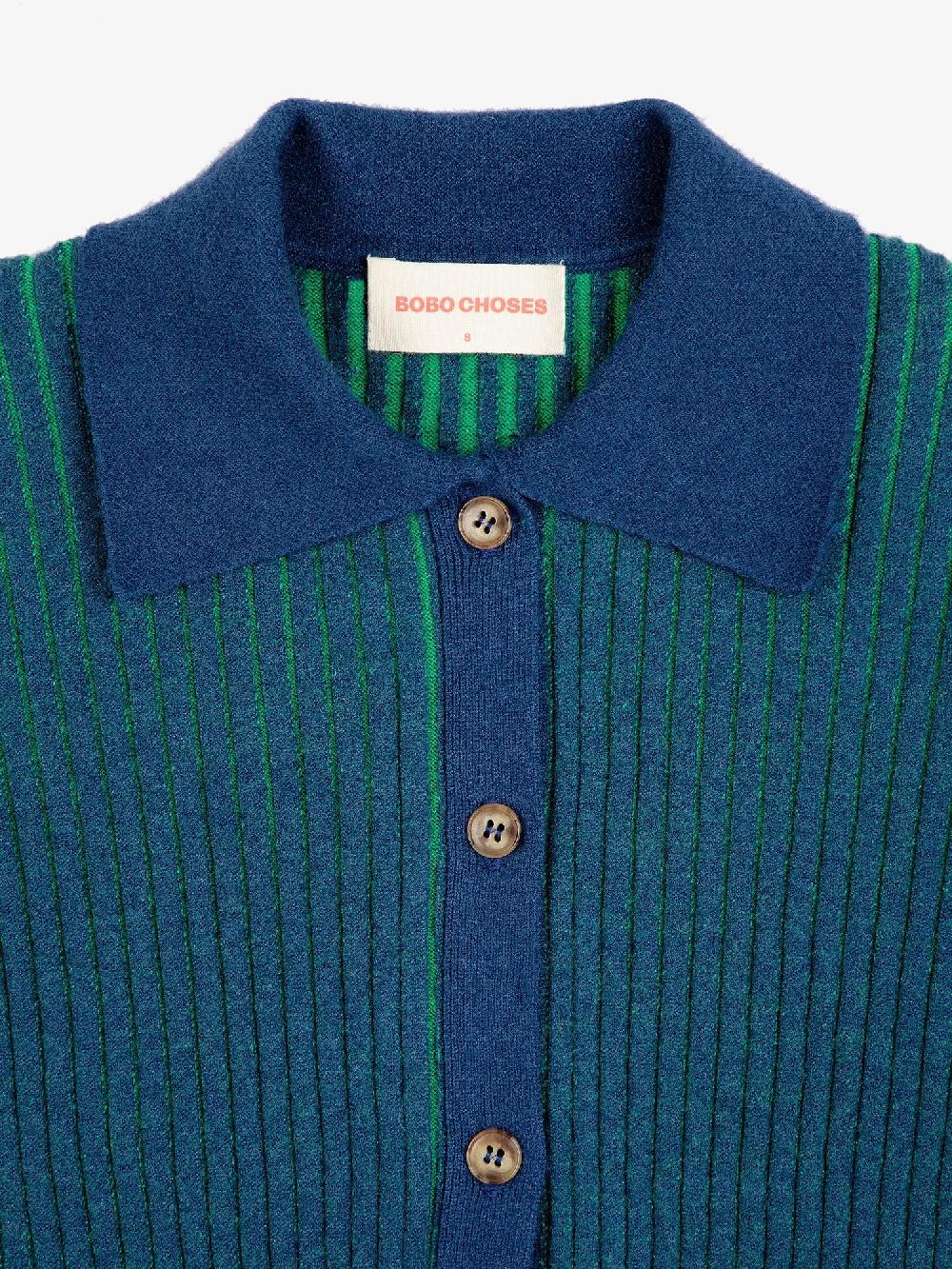 Bobo choses Bicolor ribbed knitted collar cardigan Outlet online
