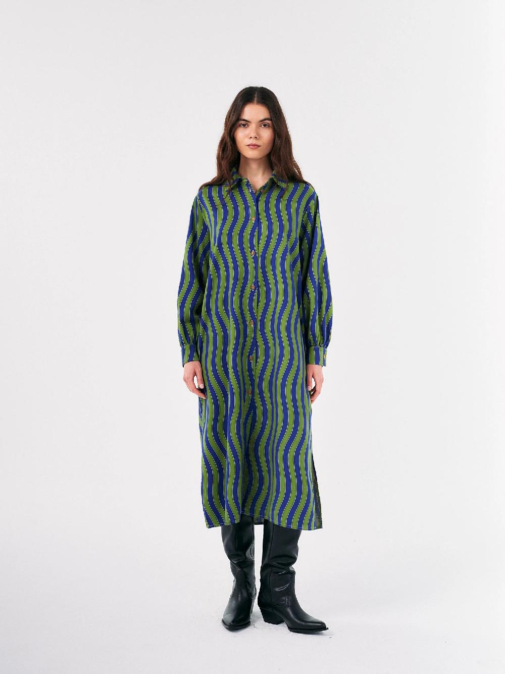 Bobo choses Multicolour Waves printed long shirt dress