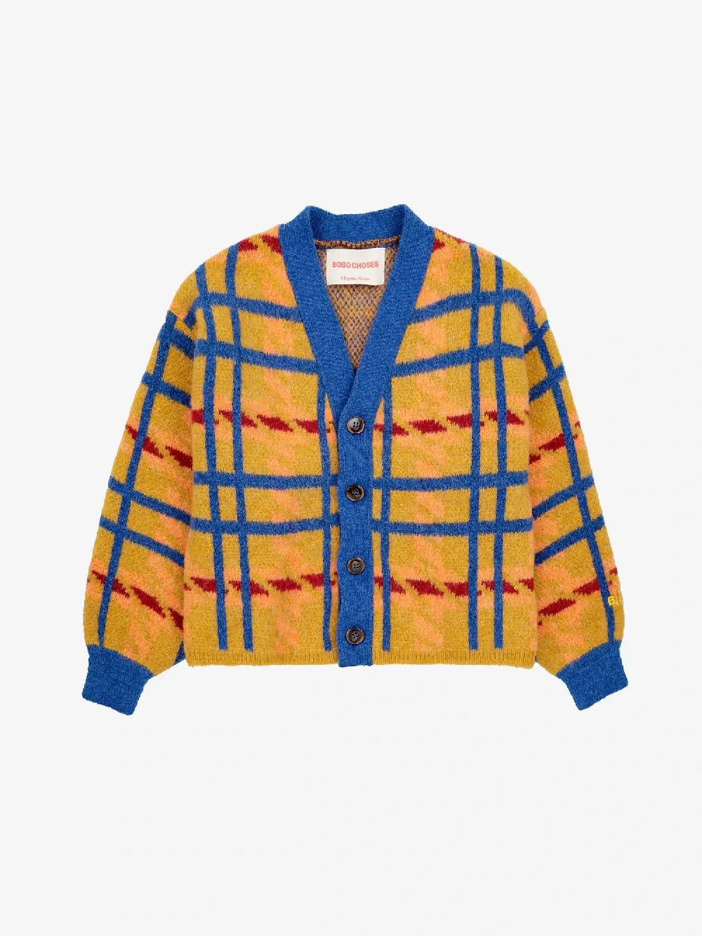 Bobo choses Madras check jacquard crop cardigan En oferta