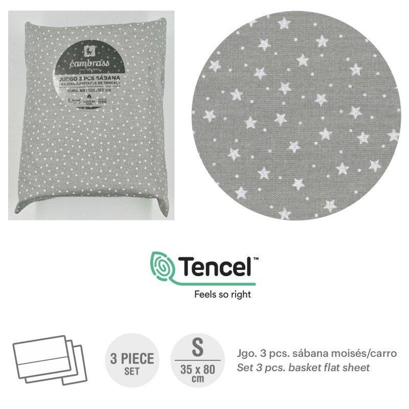 Cambrass TRÍPTICO SÁBANAS MOISÉS/CARRO 35x80x1 CM FOREST GRIS