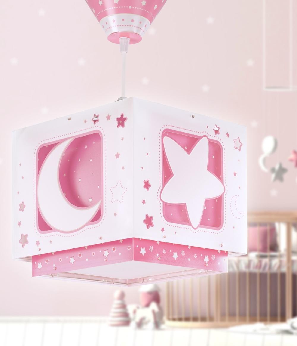 Dalber Lámpara de techo infantil Moonlight Luna y Estrellas rosa