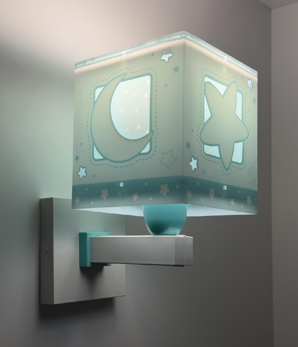 Dalber Aplique de pared infantil Moonlight Luna y Estrellas verde