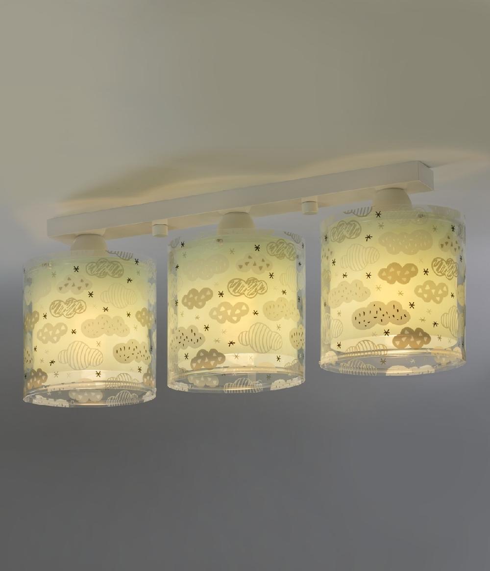 Dalber Plafón de techo 3 luces infantil Moonlight Luna y Estrellas verde