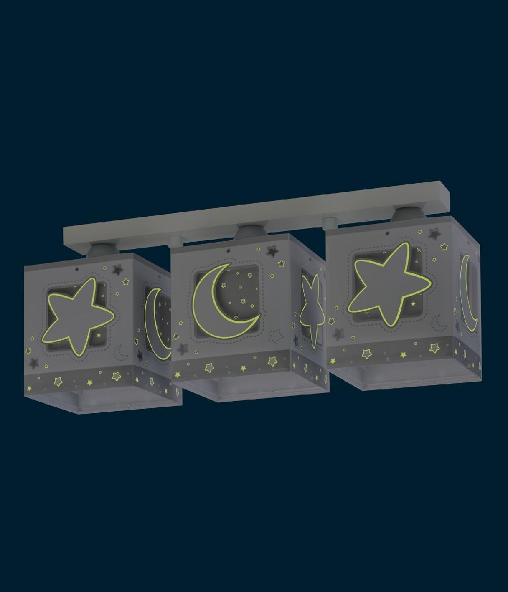 Dalber Plafón de techo 3 luces infantil Moonlight Luna y Estrellas gris Último día