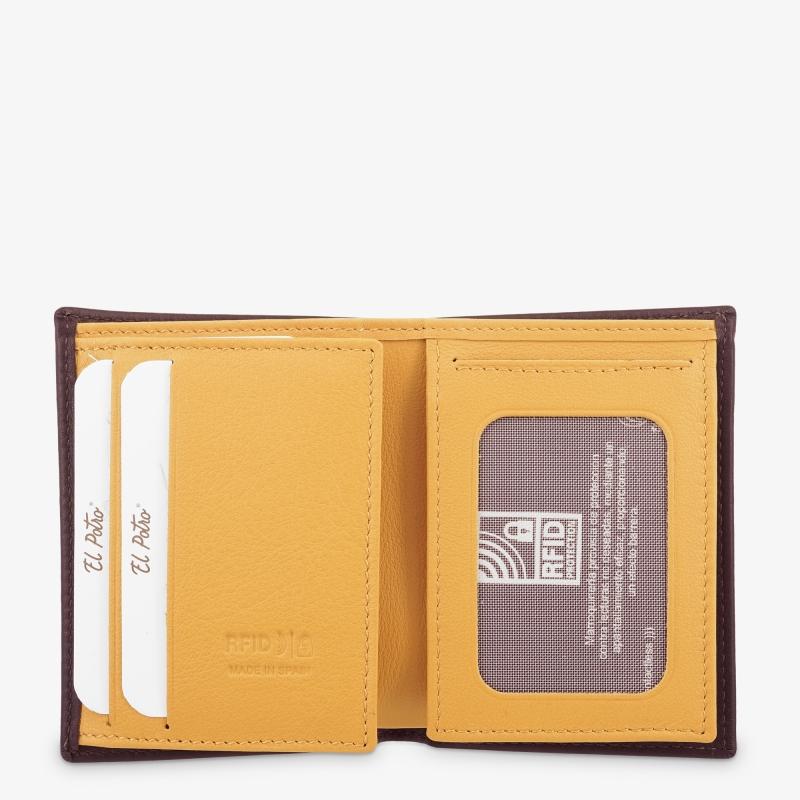 El potro Cartera hombre en piel vacuno color marrón/mostaza-Tribeca Mejor oferta