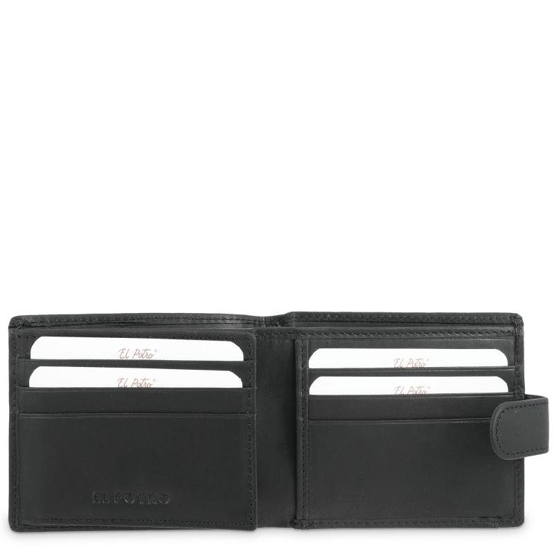 El potro Cartera monedero exterior de hombre en piel vacuno negro Legitimo-E L P O T R O Oferta especial
