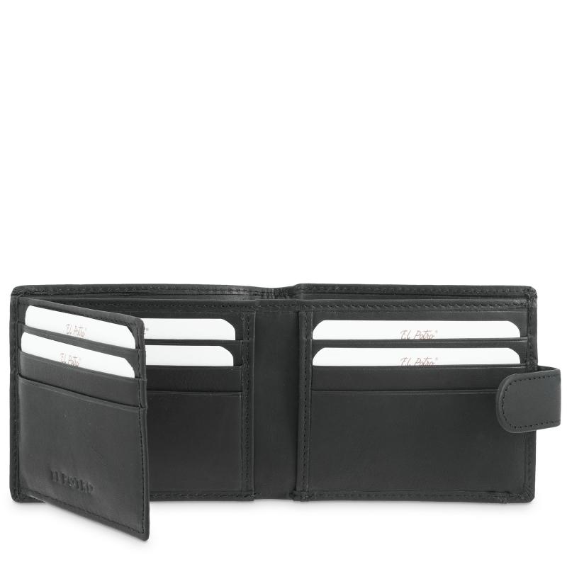 El potro Cartera monedero exterior de hombre en piel vacuno negro Legitimo-E L P O T R O Oferta especial