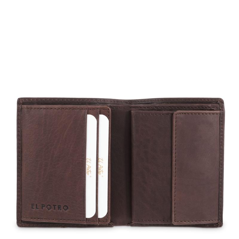 El potro Cartera monedero interior de hombre en piel vacuno marrón Legitimo-E L P O T R O Precio de fábrica