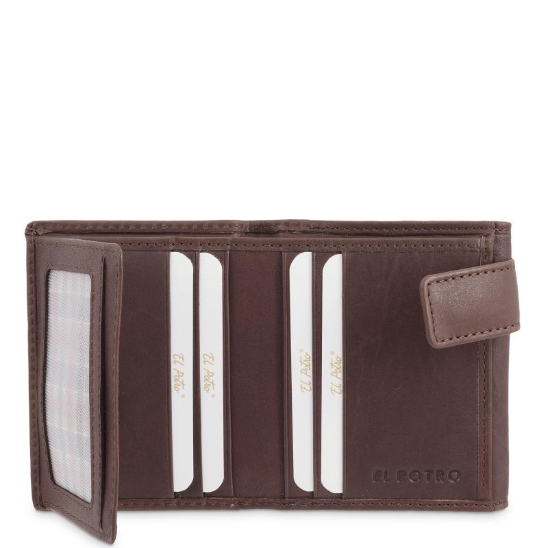 El potro Cartera con monedero exterior de hombre en piel vacuno marrón Legitimo-E L P O T R O Superdescuento