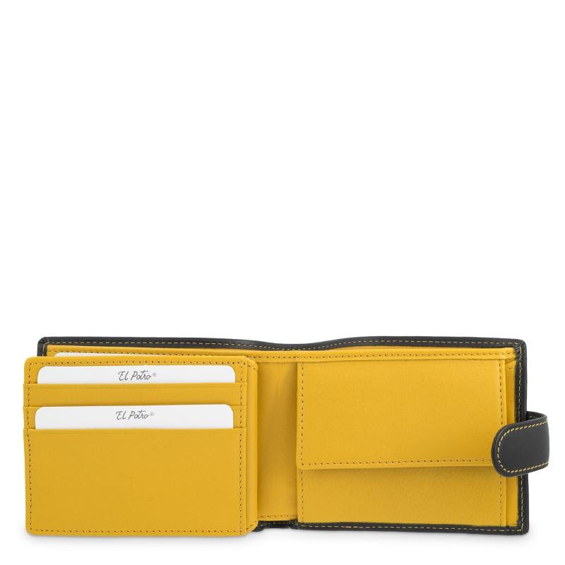 El potro Cartera monedero interior de hombre en piel vacuno negro -E L P O T R O Precios de Black Friday