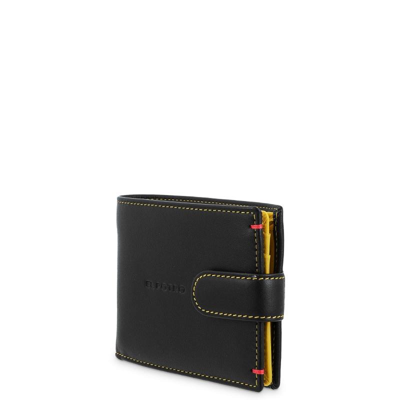 El potro Cartera monedero interior de hombre en piel vacuno negro -E L P O T R O Precios de Black Friday
