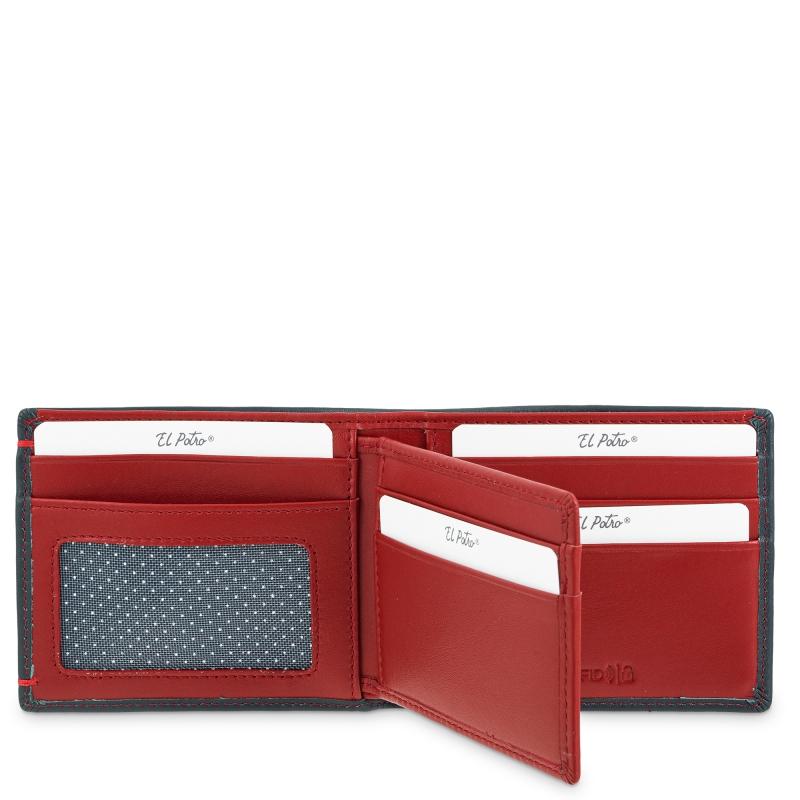 El potro Cartera tarjetero de hombre en piel vacuno azul-E L P O T R O Última moda