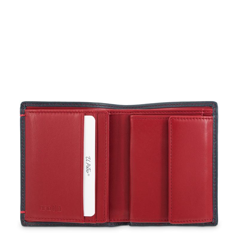 El potro Cartera monedero interior de hombre en piel vacuno azul-E L P O T R O Ofertas especiales
