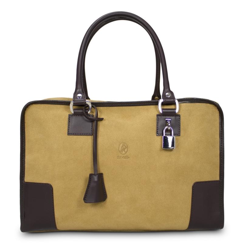 El potro Bolso Bowling mujer en piel vacuno color camel - Caza Devoluciones gratuitas