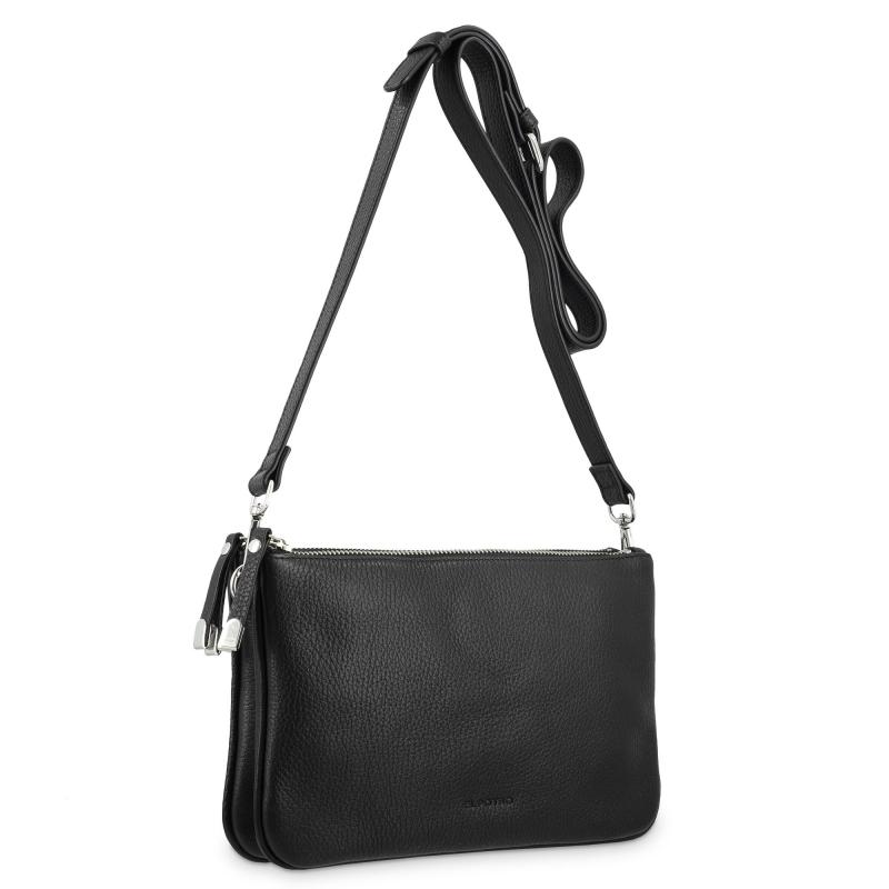 El potro Bolso bandolera pequeño 2 cremalleras piel vacuno color negro-Iris En línea