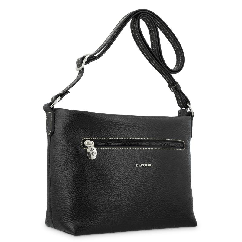 El potro Bolso bandolera de mujer en piel vacuno color negro - Floater Outlet