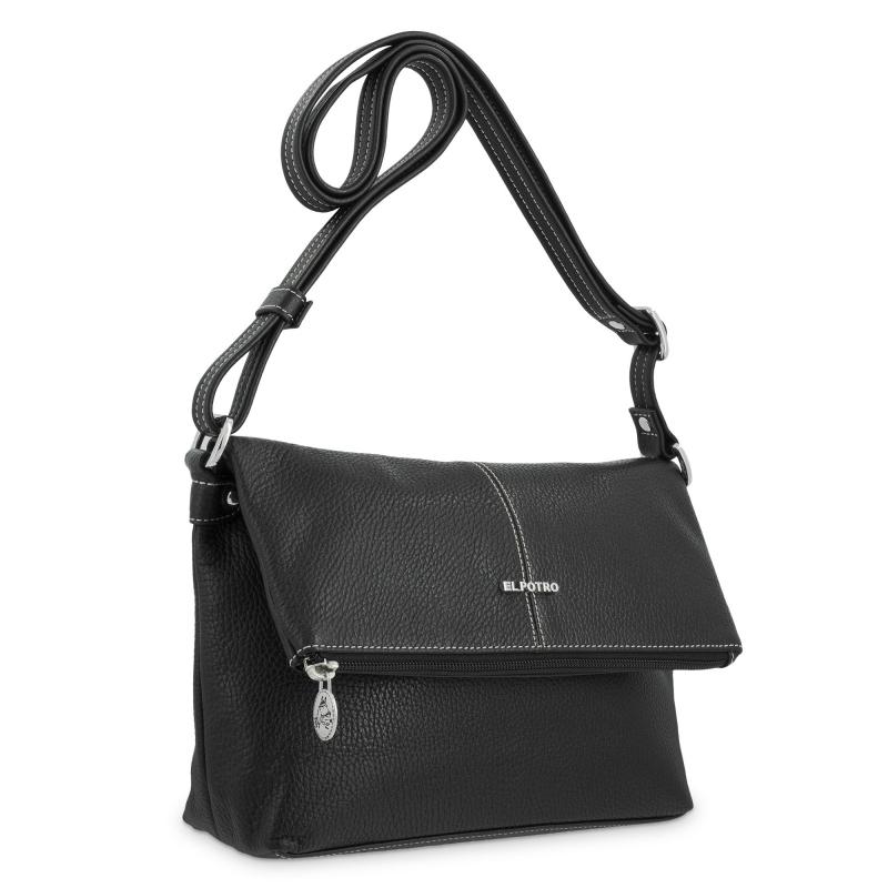 El potro Bolso solapa bandolera mediano en piel vacuno color negro - Floater Outlet online