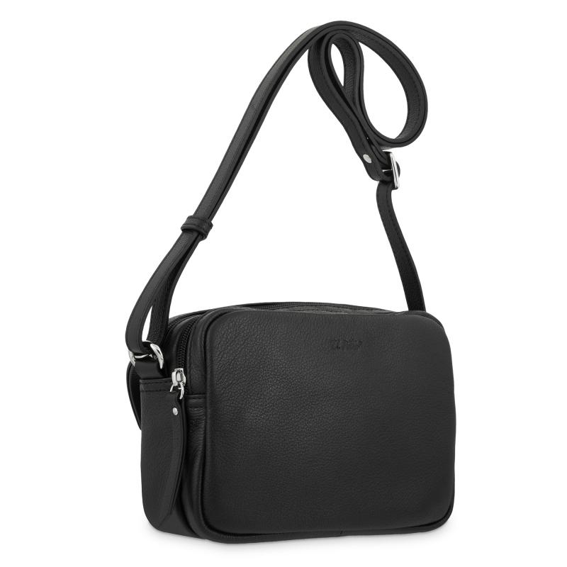 El potro Bolso bandolera pequeño 3 cremalleras piel vacuno color negro-E L P O T R O Rebajas