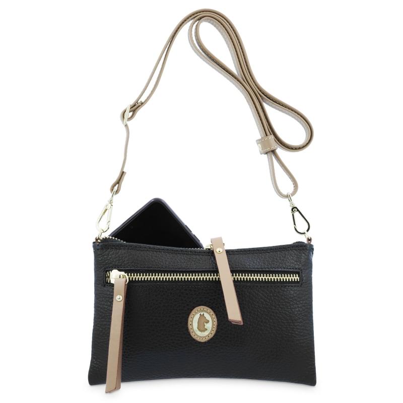 El potro Bolso bandolera móvil de piel vacuno color negro-El Potro Venta caliente