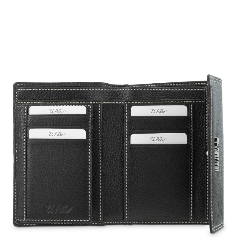 El potro Cartera solapa mujer en piel vacuno color negro- Floater Gran oferta