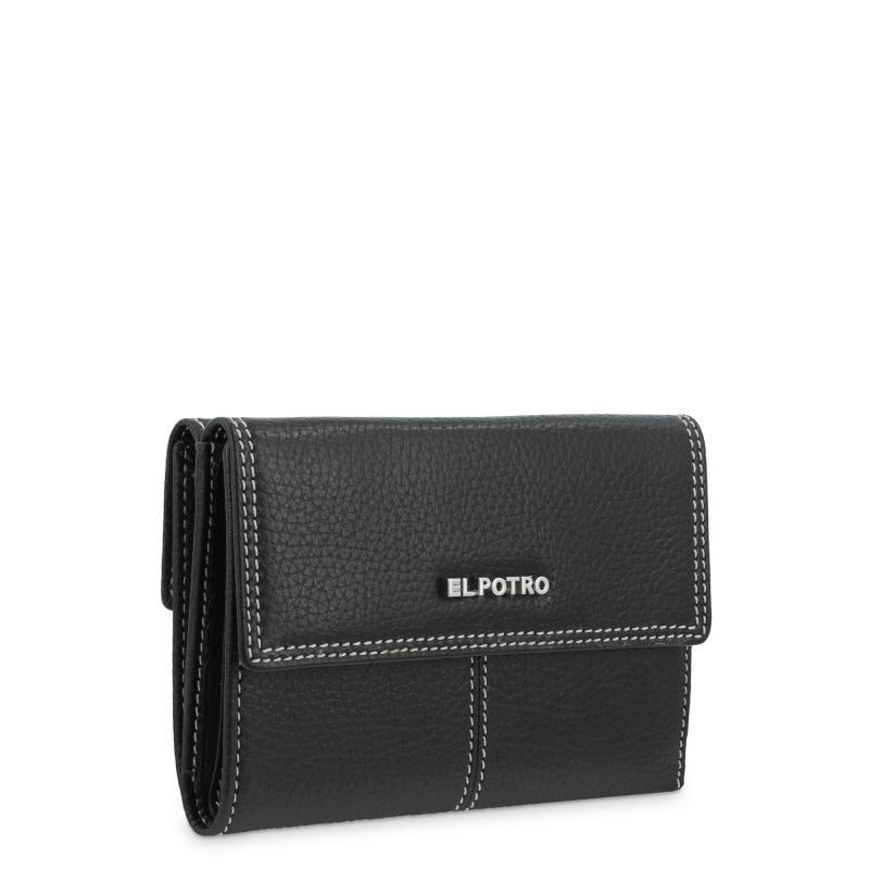 El potro Cartera solapa mujer en piel vacuno color negro- Floater Gran oferta