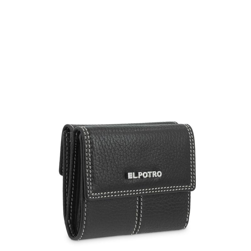 El potro Cartera solapa pequeño mujer en piel vacuno color negro- Floater Rebajas de fábrica