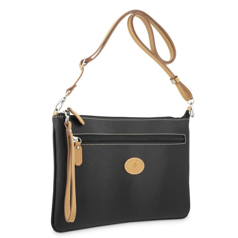 El potro Bolso Bandolera mujer en lona y piel vacuno color negro-Base Los más vendidos