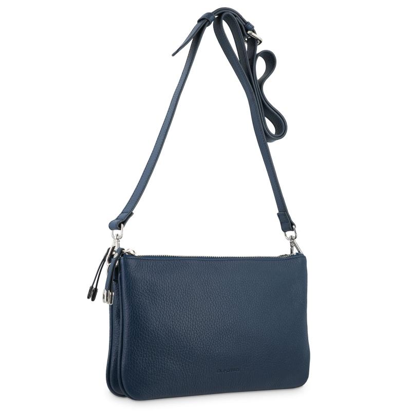 El potro Bolso bandolera pequeño 2 cremalleras piel vacuno color azul-Iris Promoción trimestral