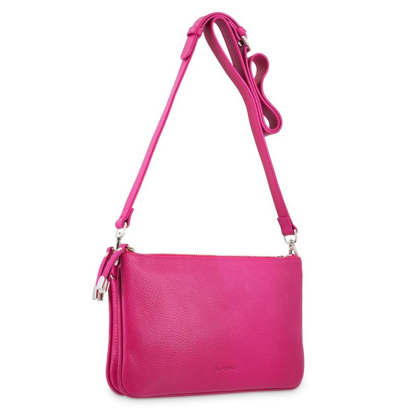 El potro Bolso bandolera pequeño 2 cremalleras piel vacuno color rosa-Iris Tienda de fábrica