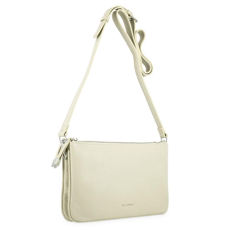 El potro Bolso bandolera pequeño 2 cremalleras piel vacuno color beige-Iris Ahorra y exporta