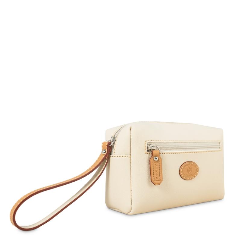 El potro Bolsa monedero mujer en lona y piel vacuno color beige- Base Devoluciones gratuitas