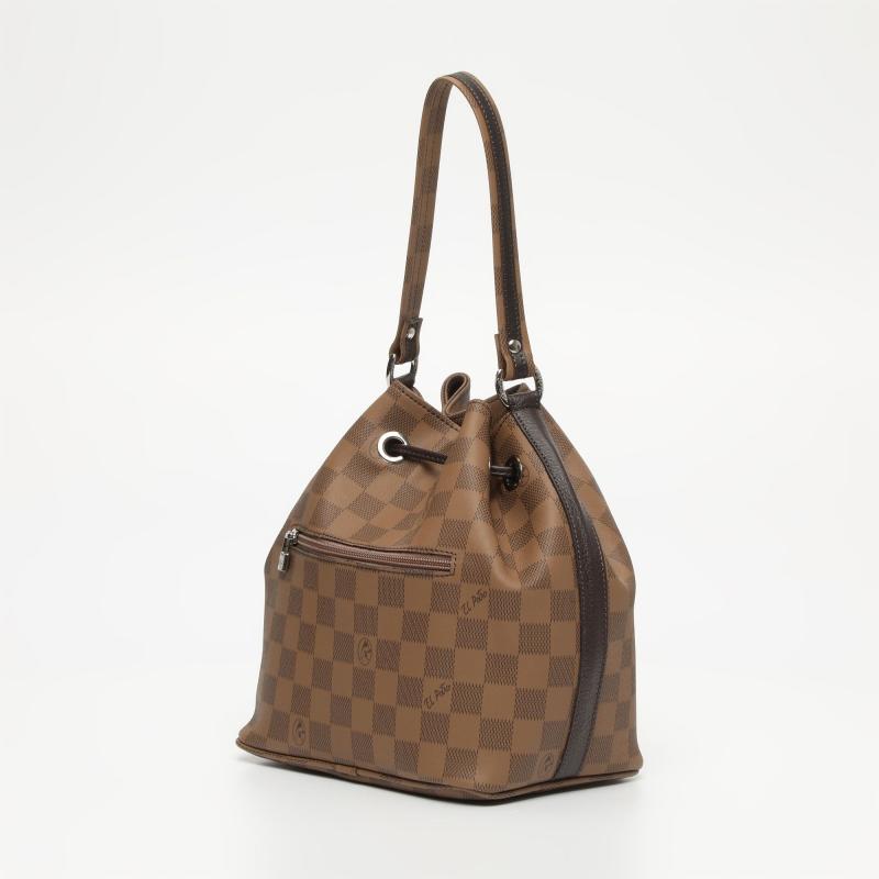 El potro Bolso Saco mujer en lona y piel vacuno color moca - Chess Liquidación