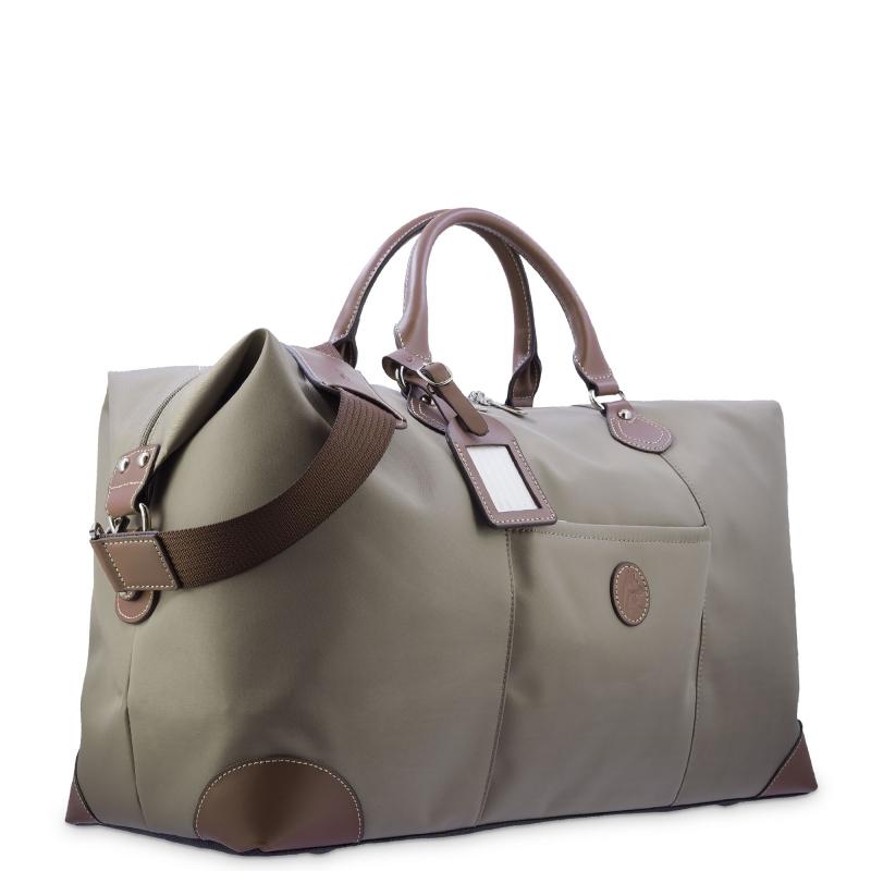 El potro Bolso de viaje unisex en lona taupe y piel vacuno color cuero-Paris Rebajas online