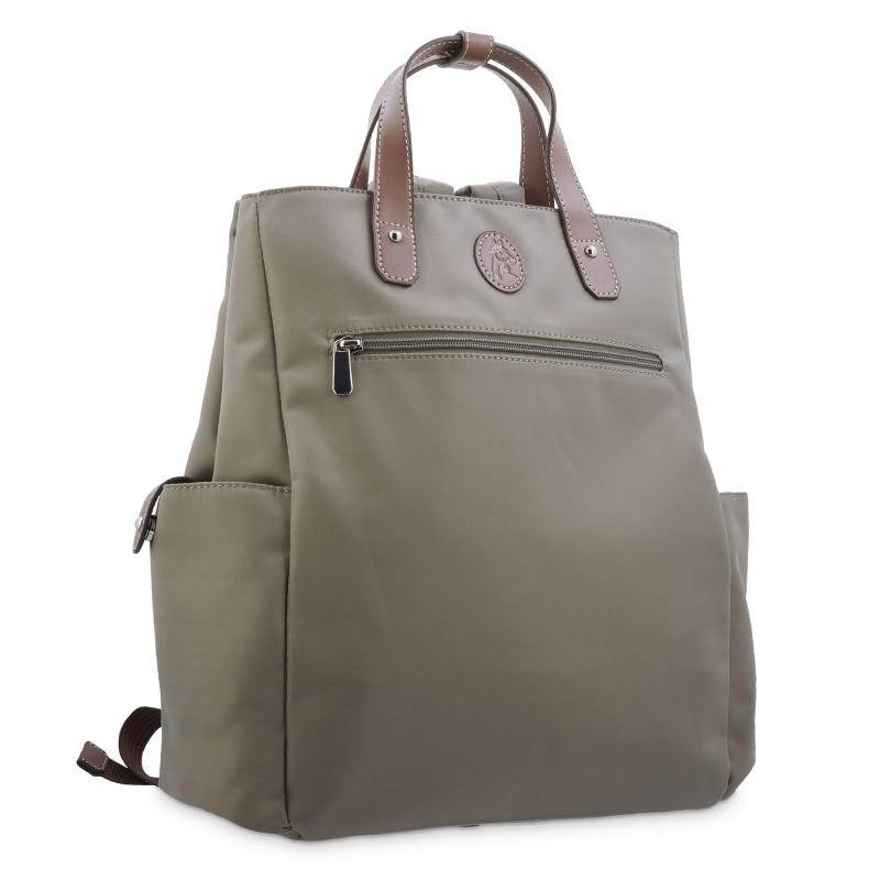 El potro Mochila bolso unisex en lona taupe y piel vacuno cuero-Paris Rebajas top