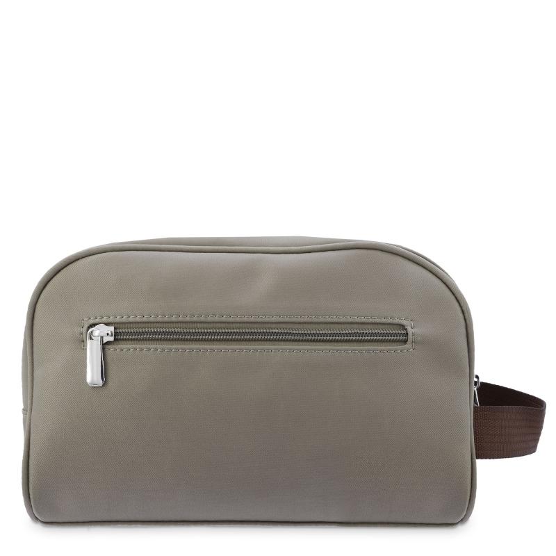 El potro Bolsa de aseo unisex en lona taupe y piel vacuno color cuero-Paris Envío gratis