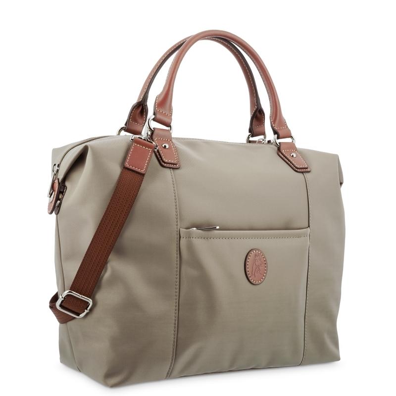 El potro Bolso Tote mujer en lona y piel vacuno color taupe-cuero-Paris Oferta especial