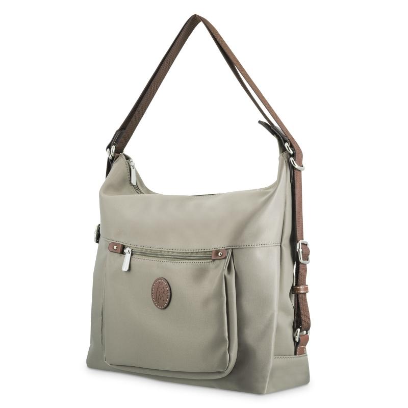 El potro Bolso convertible en mochila de mujer en lona y piel vacuno color taupe-Paris Envío gratis