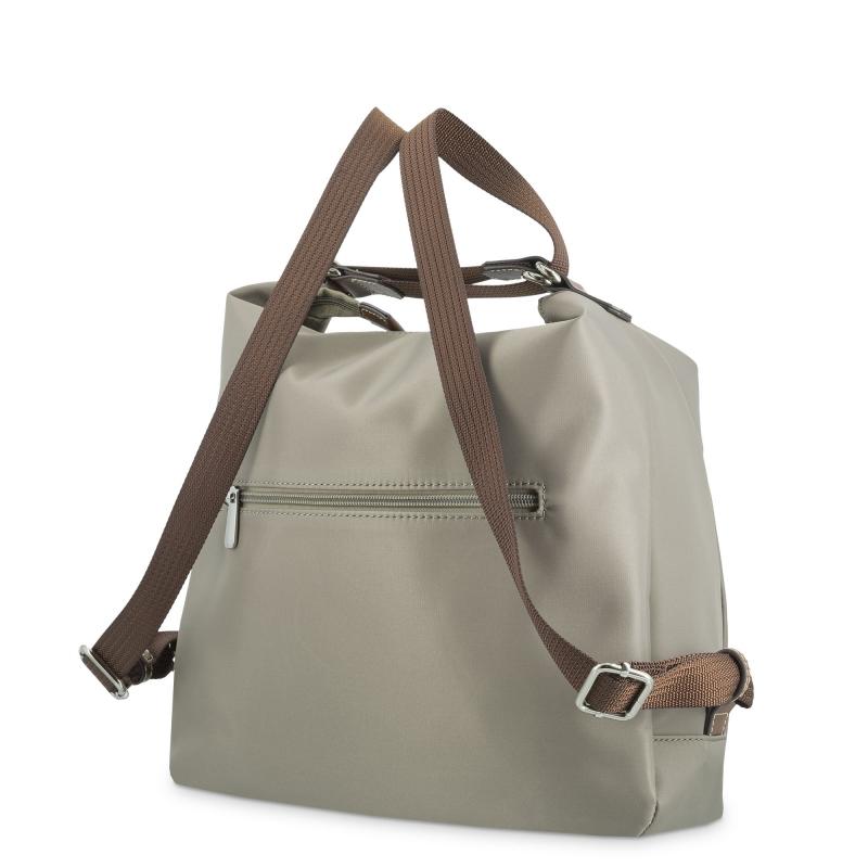 El potro Bolso convertible en mochila de mujer en lona y piel vacuno color taupe-Paris Envío gratis
